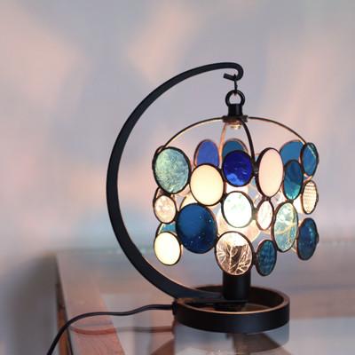 ふるさと納税 瀬戸市 Nijiiro Lamp のステンドグラスのテーブルランプ チビ ブルー