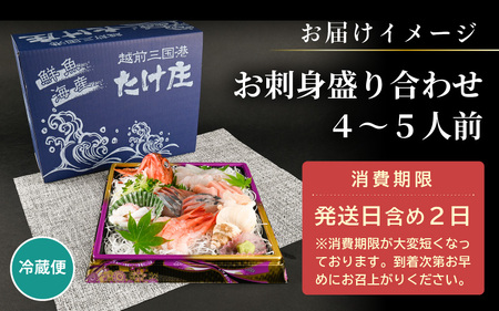 【［1］2024年2月以降 順次発送 】【先行予約】 お楽しみ! 海鮮 お刺身 たけ庄盛り合わせセット（4～5人前） [B-1605_01] 