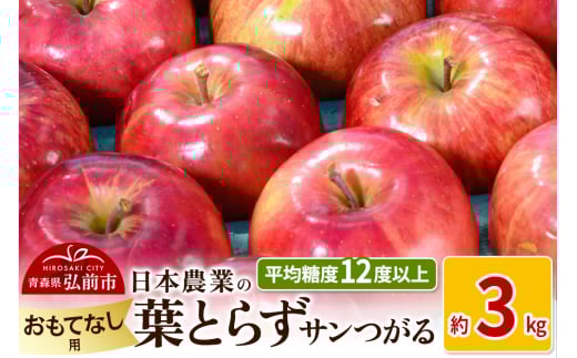 りんご 【先行受付】平均糖度12度以上！ 葉とらずサンつがる 約3kg おもてなし用