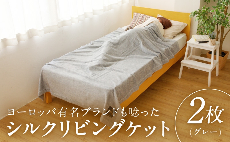 
            【チョイス限定】高級シルク毛布 リビングケット 2枚 グレー【シングル 140cm×200cm 寝具 日用品】
          