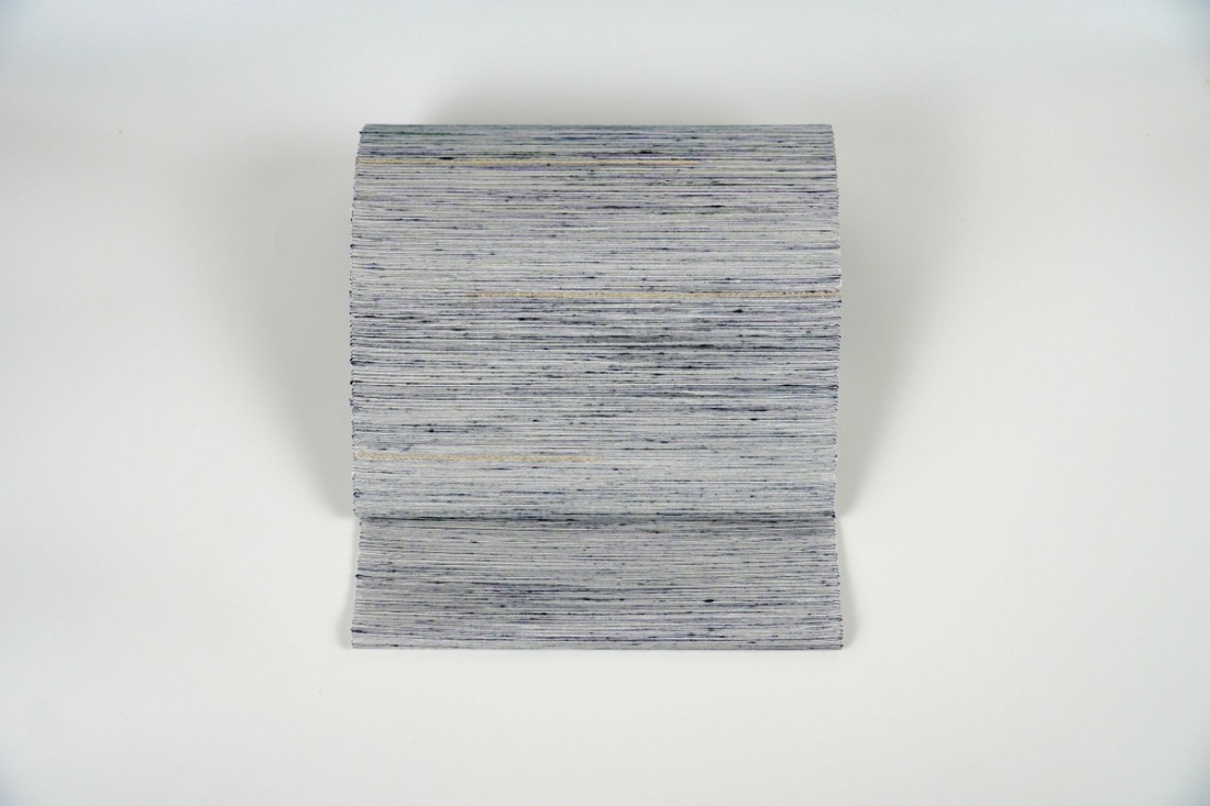 ＜丹後の藤布　遊絲舎＞八寸名古屋帯　「藤八本」（白地に紺絣）選べるお仕立て　FY00109