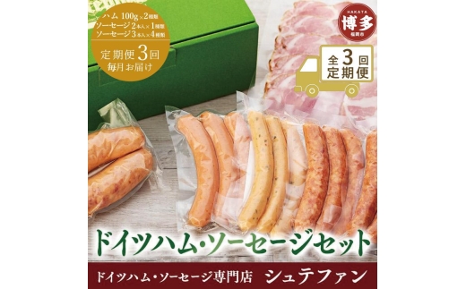 全3回定期便(毎月)【福岡市内のドイツハム・ソーセージ専門店】シュテファン ドイツハム・ソーセージセットA | 肉 お肉 にく 食品 加工