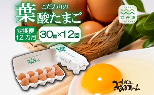 【12回定期便】葉酸たまごの定期便 たまご30個セット 12カ月 【 卵 定期便 たまご 新鮮卵 たまごセット  卵定期便  京丹波町 たまご定期便 】 ※北海道・東北・沖縄・その他離島は配送不可 [068MF001]