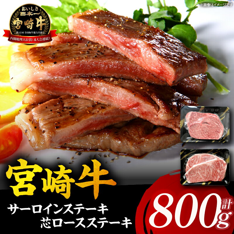 【ふるさと納税】【A5等級宮崎牛】サーロインステーキ・芯ロースステーキセット 小林市産 牛肉 和牛 特選 贅沢 厳選和牛 ブランド牛 ギフト 贈答