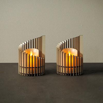 ふるさと納税 大川市 【国産/雑貨】キャンドルホルダー003 2個セット LED専用 《カラー:ホワイト木目》