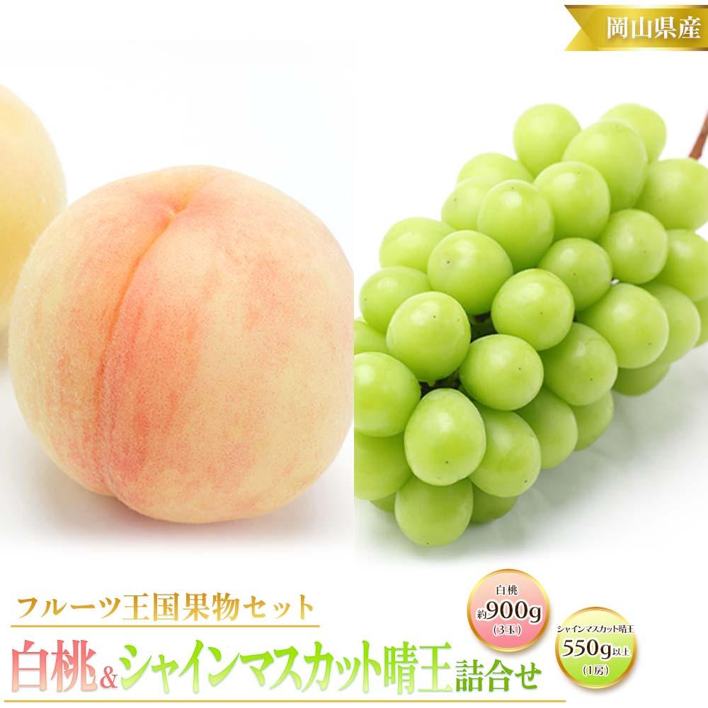 【ふるさと納税】桃 ぶどう 2025年 先行予約 白桃 3玉 合計約900g （1玉約300g） シャインマスカット 晴王 1房 550g以上 もも 葡萄 詰合せ 岡山 国産 フルーツ 果物 ギフト 桃茂実苑 | もも フルーツ 果物