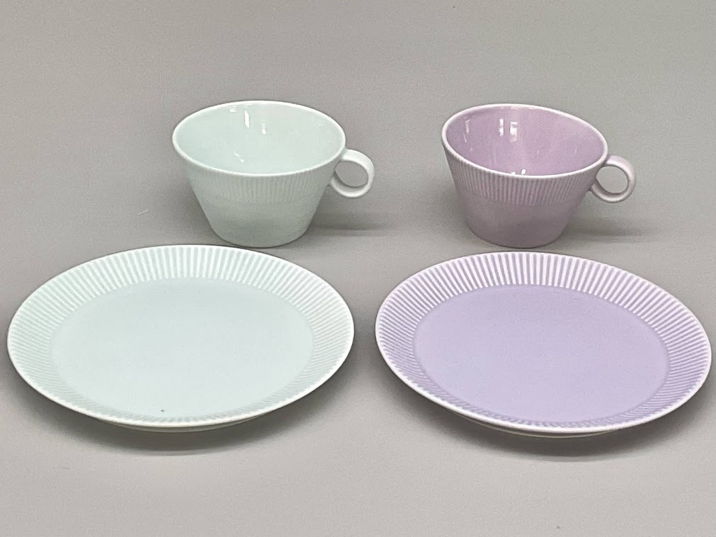 Emmaパープル・青磁16.5cm皿＋マグカップセット 033-H1166