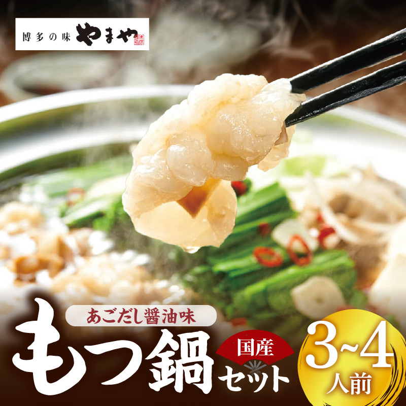 ぷるっぷる♪博多もつ鍋セット（あごだし醤油味）3〜4人前 TY0106