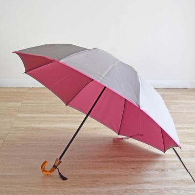 ふるさと納税 都留市 【数量限定】小宮商店 かさね 雨晴兼用折りたたみ傘　55cm グレー×ローズピンク