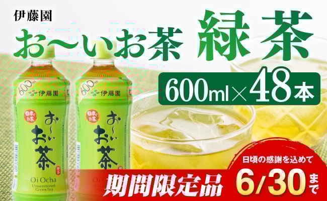 
            ※2025/06/30まで※おーいお茶　緑茶600ml×48本 PET【飲料 飲み物 ソフトドリンク お茶 ペットボトル 備蓄 長期保存 送料無料】宮崎県 川南町
          