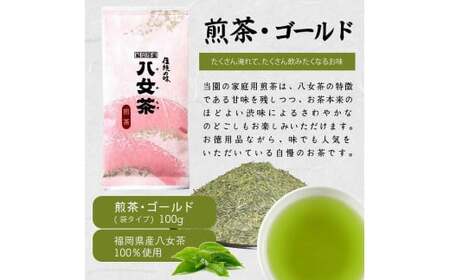 八女茶100％ 家庭用業務用煎茶 100g×10袋 お手頃品！＜岩崎園製茶＞　075-010