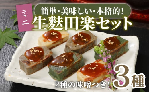 おためし 生麩田楽 3種 セット 年内発送 お試し あわ よもぎ ごま 田楽みそ 柚子みそ 冷凍 麩 生麩 田楽 こだわり 簡単 田楽味噌 人気 おもてなし 本格 ギフト プレゼント 贈り物 新発田 新潟 おつまみ ヘルシー 伝統食材 精進料理 宮村製麩所 新潟県 新発田市 miyamura009