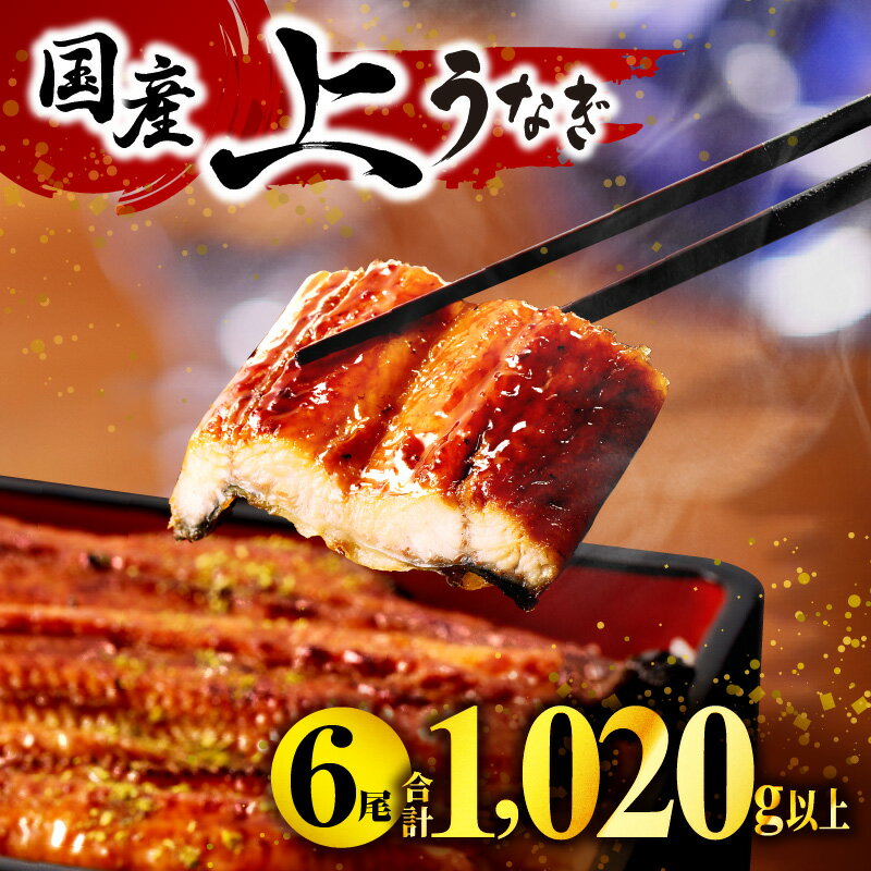 国産うなぎ 蒲焼6尾(計1020g以上) 鰻蒲焼用たれとさんしょうのセット