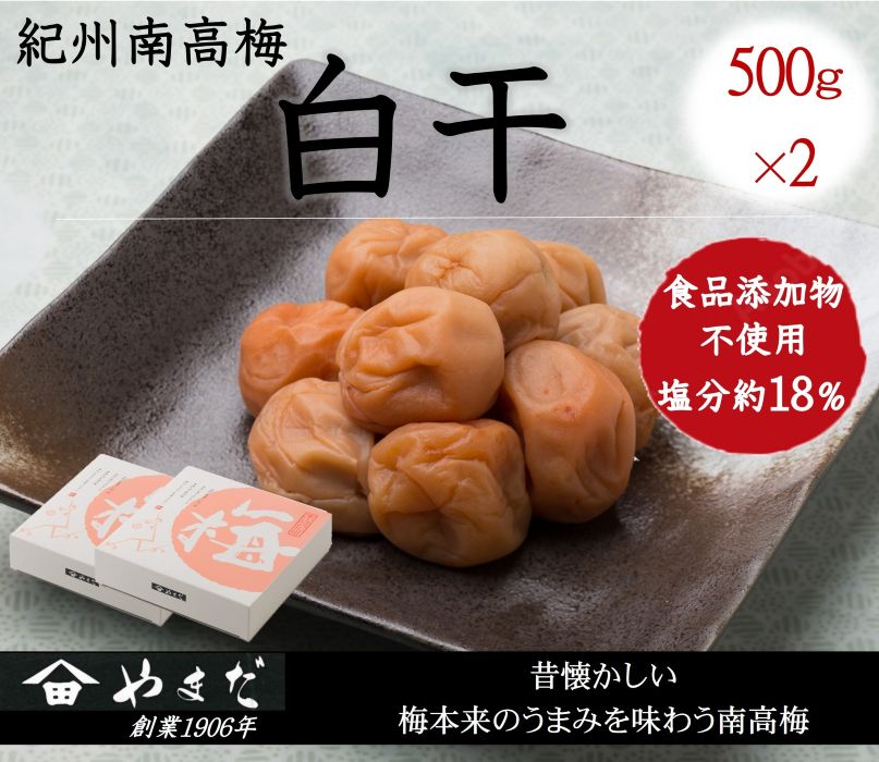 【ふるさと納税】紀州南高梅 白干（塩分約18%） 計1kg (500g×2) | 南高梅 梅干し 着色料不使用 甘味料不使用