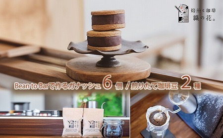 煎りたて珈琲豆おススメ100g×2袋とカカオを食べるチョコガナッシュサンド6個（045_5010）※北海道・沖縄・離島への配送不可