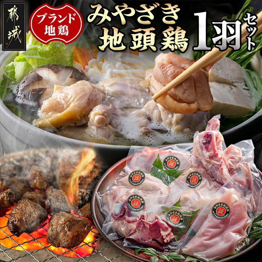 【ふるさと納税】みやざき地頭鶏1羽セット - 宮崎ブランド 宮崎の地鶏 みやざき地頭鶏(じとっこ) 鶏肉セット モモ肉/胸身/ササミ/手羽先/手羽元/砂肝/レバー/ガラ 真空パック チルド 送料無料 MJ-E602【宮崎県都城市は2年連続ふるさと納税日本一！】