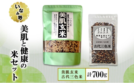 いなみ野 美肌と健康の米セット 美肌玄米 古代三色米　国産 兵庫県産 発酵玄米 玄米 古代米 赤米 黒米 ごはん ご飯 混ぜるだけ 簡単 ビタミン ミネラル 食物繊維 美肌 健康 美容 栄養