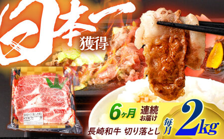 【6回定期便】長崎和牛 切り落とし 2kg（400g×5）肩ロース・モモ・カタ・バラ使用 / 牛肉 ぎゅうにく 肉 和牛 国産牛 切落し&nbsp;/ 諫早市 / 西日本フード株式会社[AHAV029]