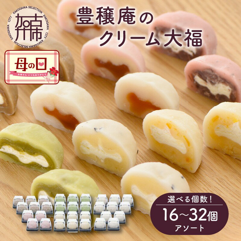 【ふるさと納税】＼母の日／豊穣庵のクリーム大福 16個 20個 32個アソート 《 選べる 内容量 国産 大福 お土産 銘菓 全国 おみやげ お菓子 菓子 おやつ スイーツ ご当地スイーツ おうち時間 和菓子 和スイーツ 贈答用 ギフト プレゼント 贈り物 》