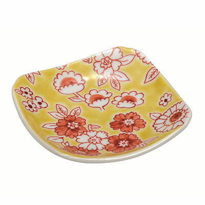 【ふるさと納税】九谷焼　3号皿・フラワーシャワー黄色 5枚セット a01 民芸品 工芸品 焼き物 食器