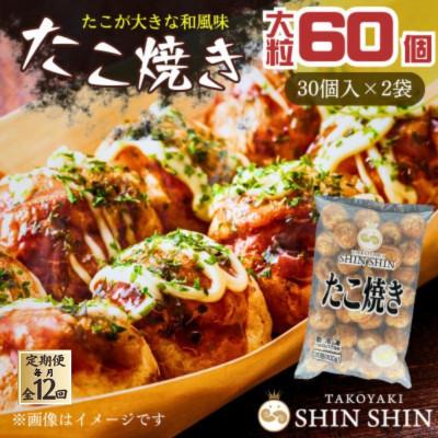 ふるさと納税 豊前市 【毎月定期便】巨大たこ入りSHINSHINたこ焼き(30個入2袋)全12回