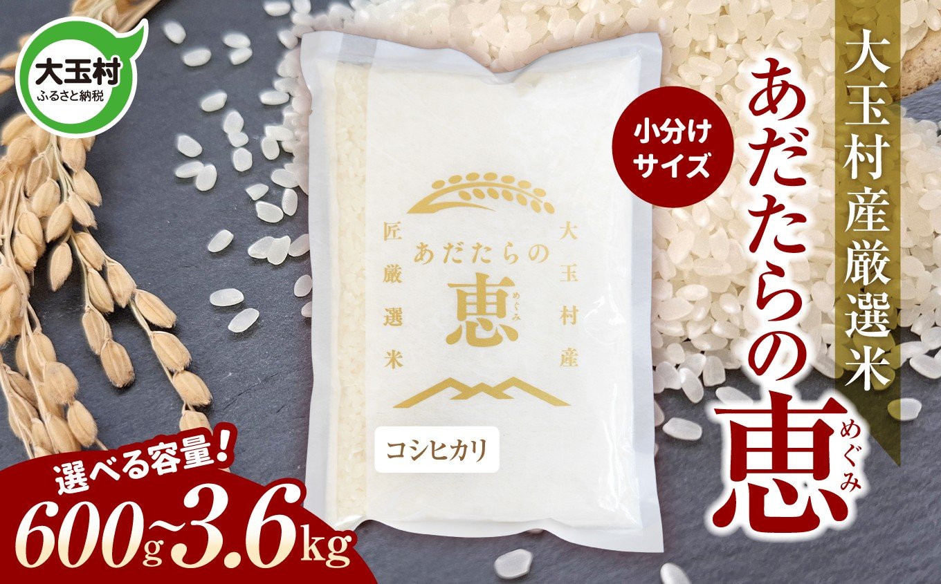 
            米 大玉村産厳選米「あだたらの恵」（品種：コシヒカリ） 300g 小分け 梱包 ｜ 600g / 900g / 3.6kg （3600g） 選べる容量 《 令和7年産  》｜ 福島 大玉村 お米 こしひかり 令和7年 精米 白米 こめ コメ 送料無料 大玉村農業振興公社 ｜ on-ak-300g-r7-oya
          