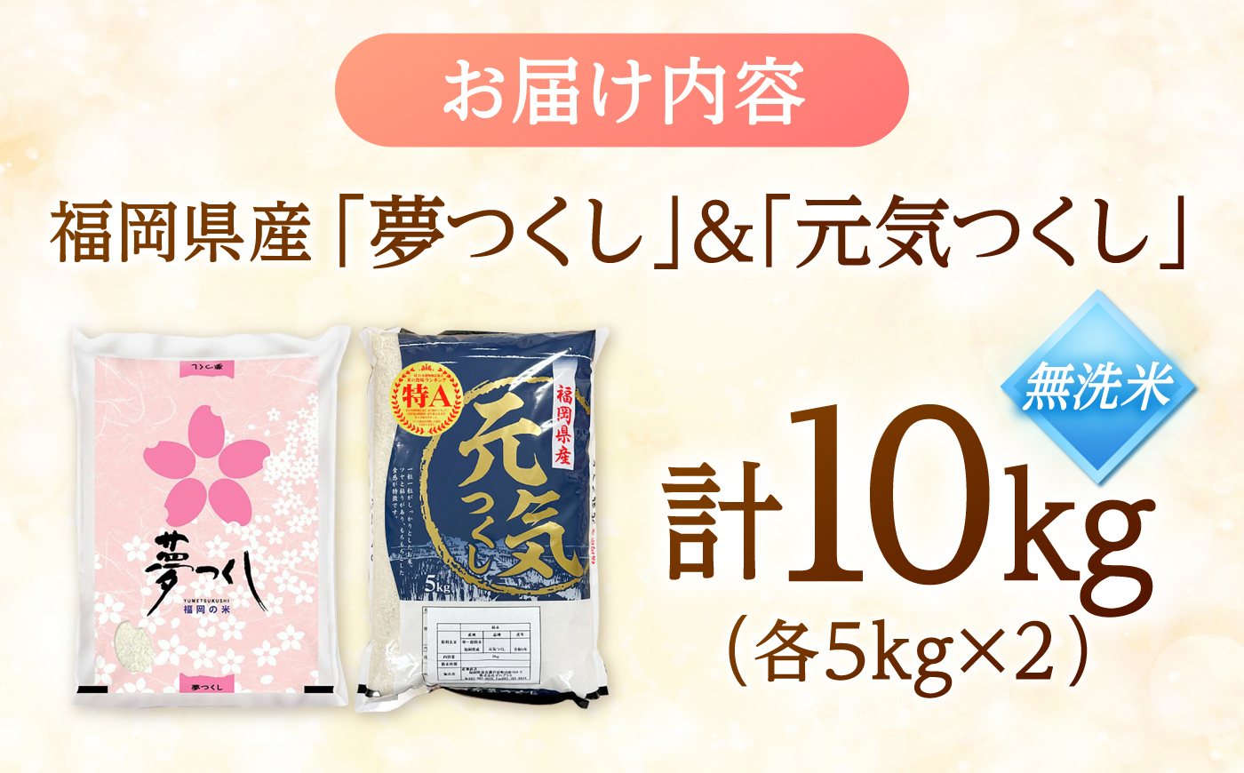 【令和7年産】福岡県産米食べ比べ【無洗米】夢つくしと元気つくしセット 計10kg 吉富町/株式会社ゼロプラス [BGAA097] 米 食べ比べ