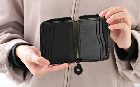 ミニウォレット OTETE（ブラック） topiv 本革 牛革 財布 [F-011001]