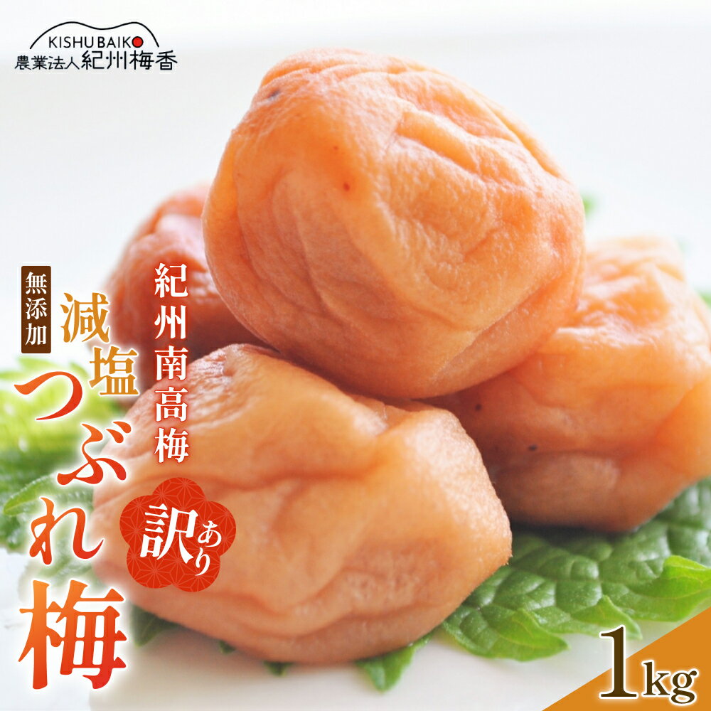【ふるさと納税】 ＼新登場／ 梅干し 無農薬 無添加の訳あり減塩つぶれ梅1kg（500×2）塩分3％ / 和歌山 紀州南高梅 うめぼし 南高梅 つぶれ わけあり