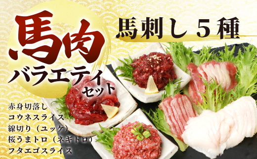 6種 馬肉 バラエティ 約540g タレ付き 食べ比べ 冷凍 馬刺し 熊本県 本場 【 馬肉の刺身 生食 新鮮 さばきたて SQF 安全 高品質 ファーム 馬肉 馬刺し 馬刺 バサシ いろいろ セット