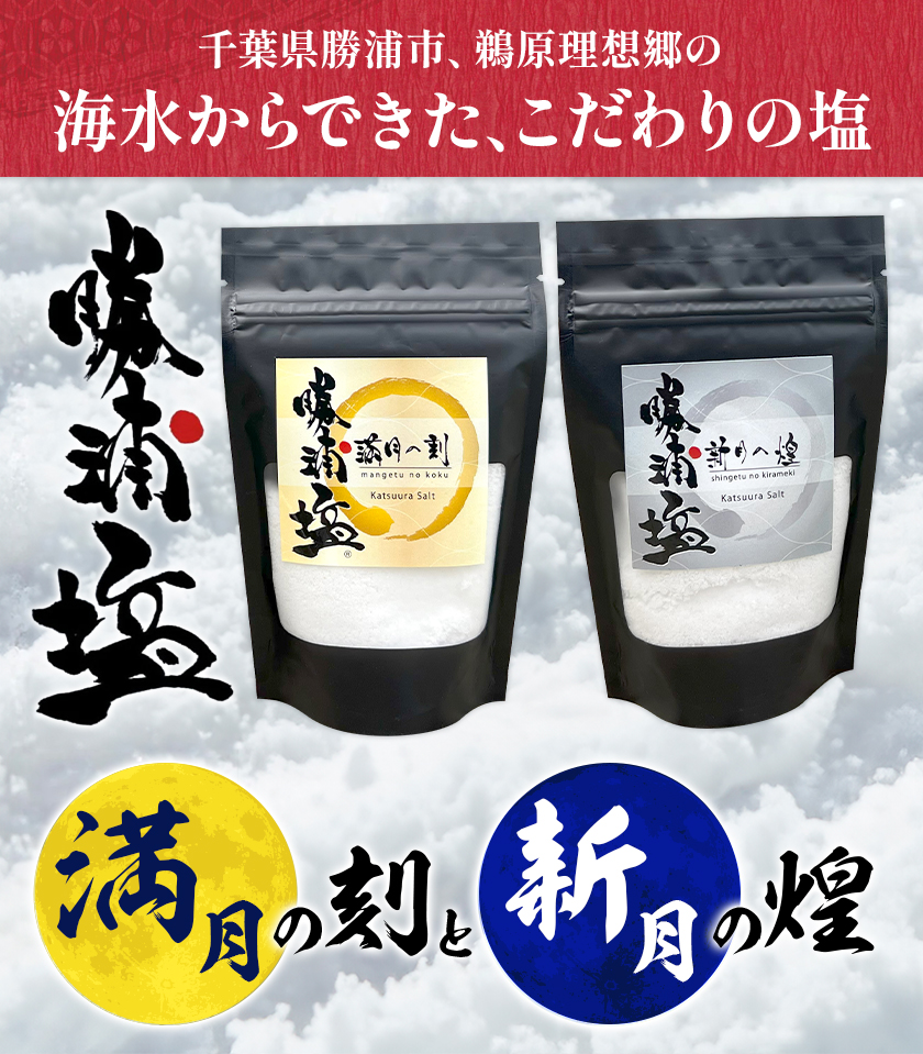 千葉県 勝浦市 満月の刻 100g と 新月の煌 100g 各10袋 セット 【配送不可地域あり】 《90日以内に出荷予定(土日祝除く)》 塩 勝浦塩 調味料---kastuura_sio_8---