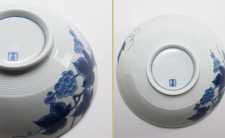 A20-514 好評の浅麺鉢の新柄が登場！ 染付文様葡萄絵 AritaBOWL 有田焼 幸楽窯 食器 うつわ 器 どんぶり
