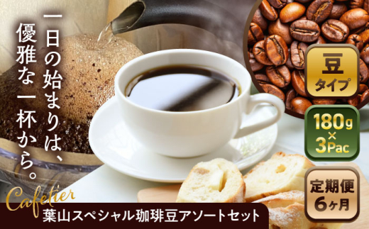 【全6回定期便】 【コーヒー豆】葉山スペシャル珈琲豆アソートセット 3パック入り／ 珈琲 こーひー コーヒー コーヒー豆 詰め合わせ 神奈川県 特産品 コーヒー ブラジル インドネシア コロンビア エチオピア【Cafetier】 [ASAD017]