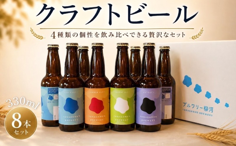 
                  ブルワリー柳河クラフトビール4種/8本セット オリジナルボックス入り クラフトビール ビール びーる 晩酌 家飲み 宅飲み お酒 酒 330ml 計8本 福岡県 柳川市
                
