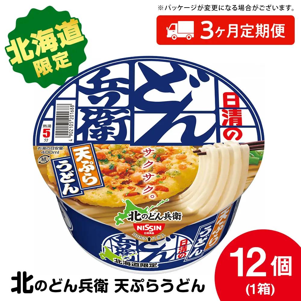 【9月30日受付終了】【定期便3カ月】日清 北のどん兵衛 天ぷらうどん [北海道仕様]12個