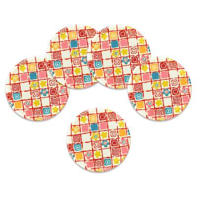 ふるさと納税 海南市 和歌山県海南市 友禅和紙コースター 梅桜 格子 5枚セット 食洗機対応のおしゃれな和風コースター