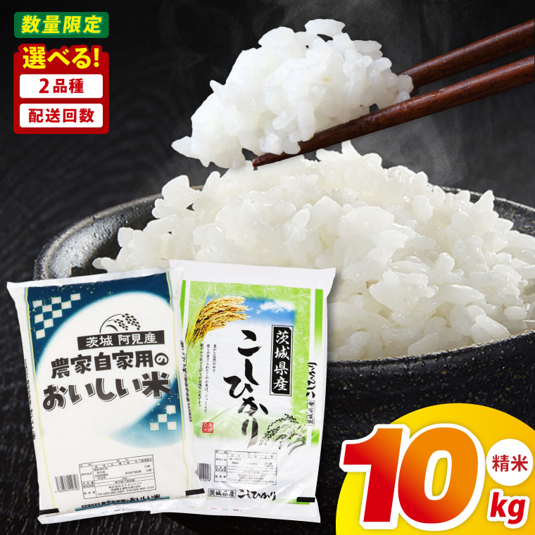 【ふるさと納税】【選べる定期回数】阿見町産コシヒカリ or 農家の美味しいお米 10kg ｜精米 定期便 お米 米 こめ コメ ごはん 白米 阿見町 茨城県 茨城県産 茨城県産米 安心 安全 送料無料 国産 人気 数量限定 高評価