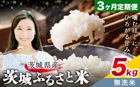 米 茨城 ふるさと米 無洗米 5kg 3回お届け 定期便《お申し込み月の翌月から出荷開始》茨城県 結城市 おこめ お弁当 おにぎり【茨城県共通返礼品】