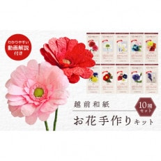 越前和紙で手作り花のキット　10種(図解説明書にはQRコード動画付き)