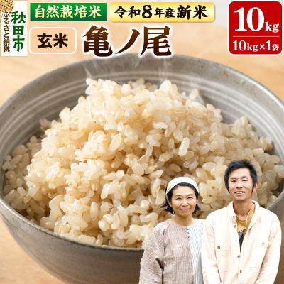 ふるさと納税 秋田市 新米 受付 令和8年産 自然栽培米 亀ノ尾 玄米10kg|15_myn-4x1001g