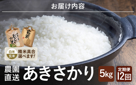【令和7年産】(白米) 定期便 12ヶ月連続お届け あきさかり 5kg × 12回 計60kg ブランド米 米 [K-8907_01]