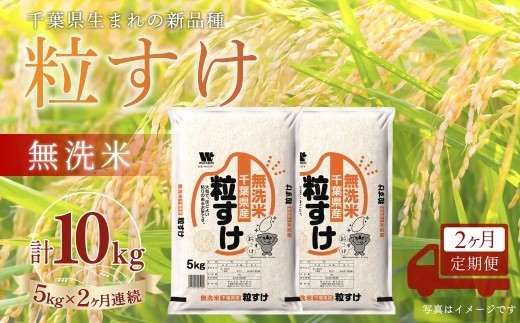 ＜2か月定期便＞ 千葉県産「粒すけ」無洗米 5kg×2か月連続 計10kg
