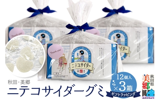 ニテコサイダーグミ 12個×3袋セット あきた美郷づくり ギフト 秋田県 美郷町 名水 [ニテコサイダー グミ お菓子 秋田 美郷町 お土産 ギフト]