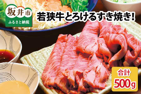 若狭牛すき焼き用 500g  すき焼き 牛肉 冷凍 [B-2209]