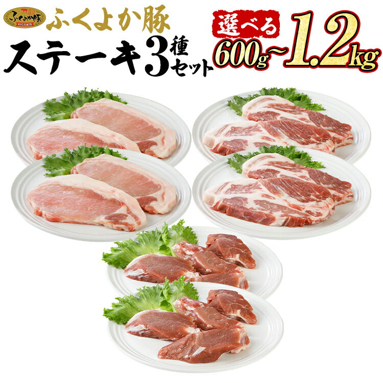 【ふるさと納税】豚肉 ステーキ ふくよか豚 ステーキセット 量が選べる 600g 1.2kg ロース 肩ロース ヒレ ロース肉 肩ロース肉 ヒレ肉 小分け ブタ肉 ぶた肉 とんかつ 冷凍 福岡県 福岡 九州 グルメ お取り寄せ