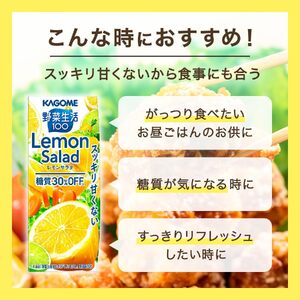 【定期便8ヶ月連続お届け】カゴメ 野菜生活100 レモンサラダ 200ml 48本 野菜ジュース 果実ミックスジュース 紙パック