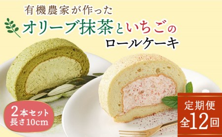 【全12回定期便】オリーブ リーフの抹茶 ＆ つぶつぶ 糸島 いちご ロール ケーキ 2本 セット 糸島市 / わかまつ農園 [AHB046] ロールケーキ ロールケーキ ロールケーキ ロールケーキ ロールケーキ ロールケーキ ロールケーキ 