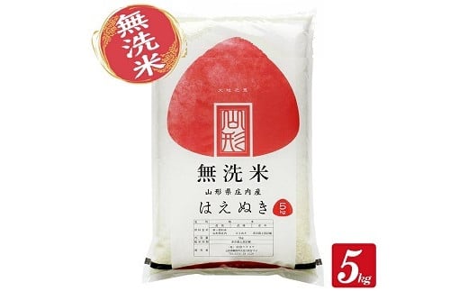 1254R07M12a　無洗米 庄内産はえぬき5kg（令和7年産米）12月上旬