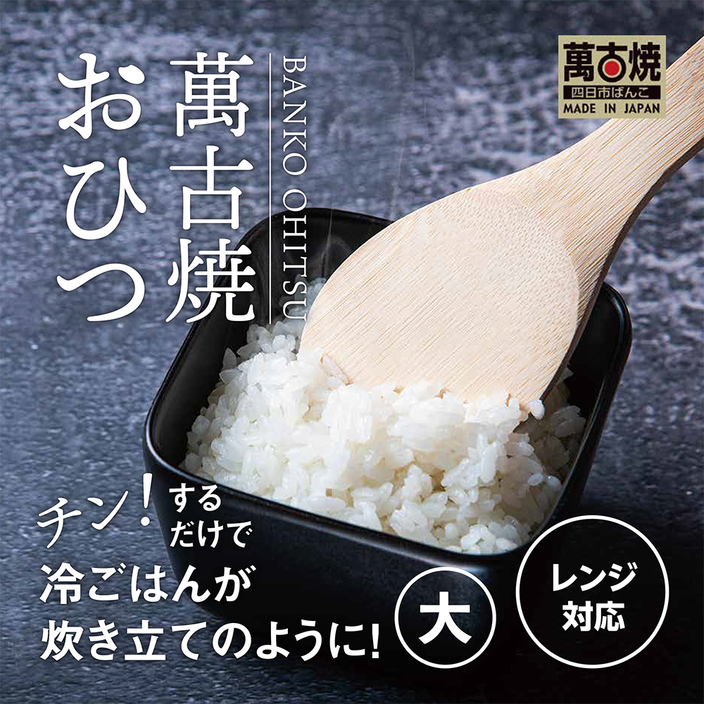 【萬古焼（ばんこやき）】角型おひつ器 白釉（大）ばんこの里会館│おひつ ごはん ご飯 陶器 冷蔵庫 レンジ 保温  2合 三重県 四日市市 四日市 四日市市ふるさと納税