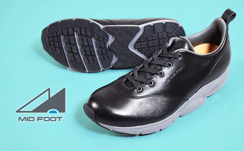 MIDFOOT ( ミッドフッド ) 婦人靴 レザースニーカー MF002JL 22.5cm( ブラック ) 4E　【 ファッション 靴 シューズ スニーカー レディース 】 【 お洒落 レザーシューズ オイルレザー 快適 履き心地 】